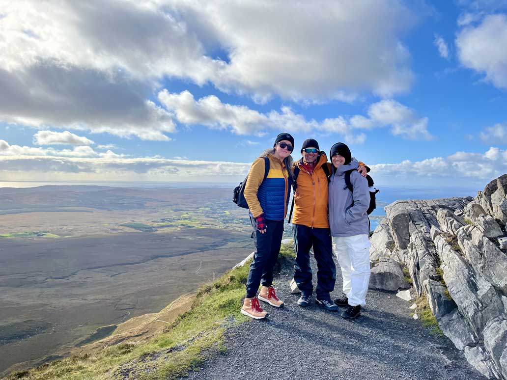 hugging after hiking in Galway